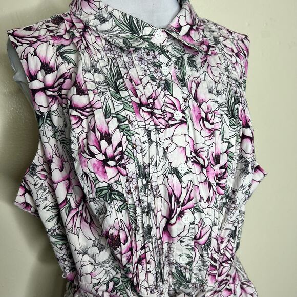 NWT Torrid Shirt Dress w Pockets 3X Floral Poplin Belted Mini Pleated Feminine - Picture 7 of 13